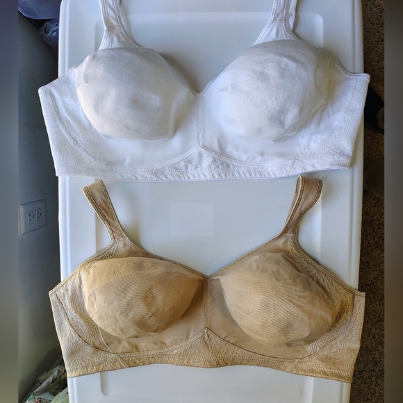 Playtex Wireless bras, breathable, support on sides&back,white & beige, 46DD. - Picture 4 of 16